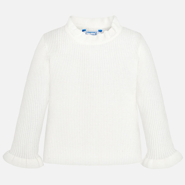 White Ruffle Mockneck Sweater 