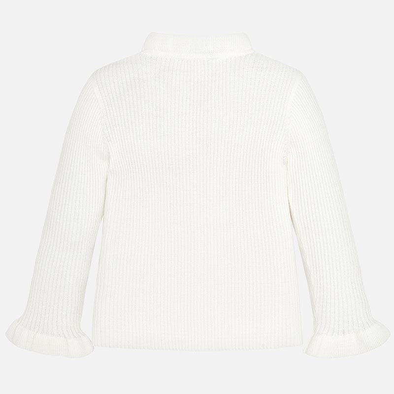 White Ruffle Mockneck Sweater