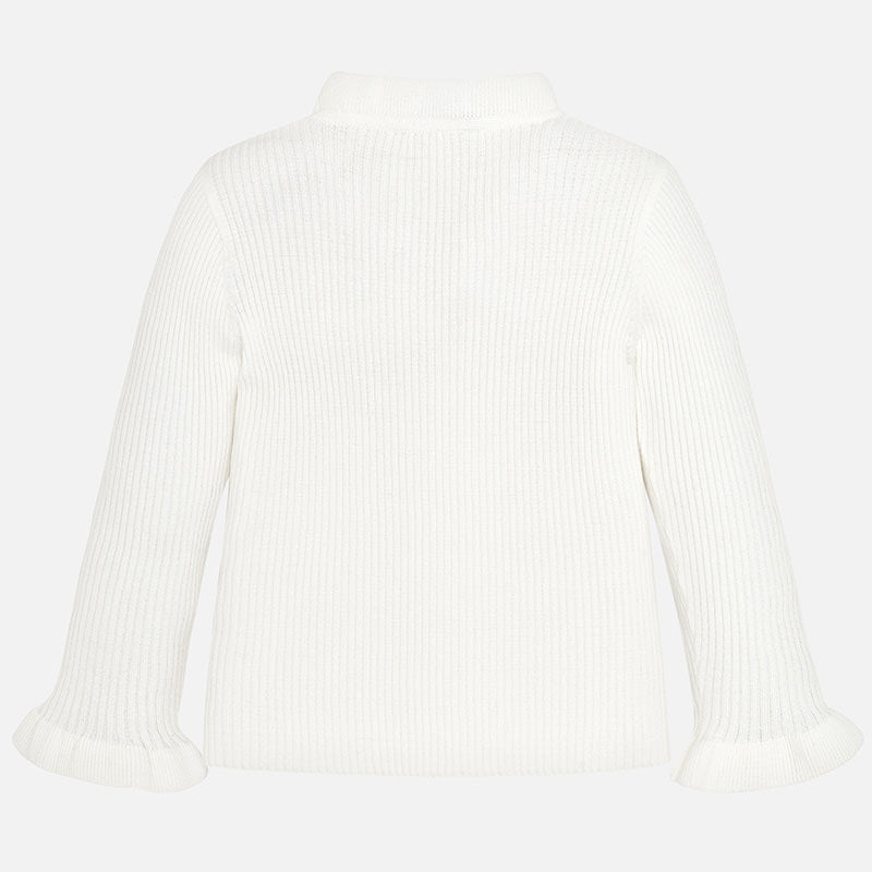 White Ruffle Mockneck Sweater 