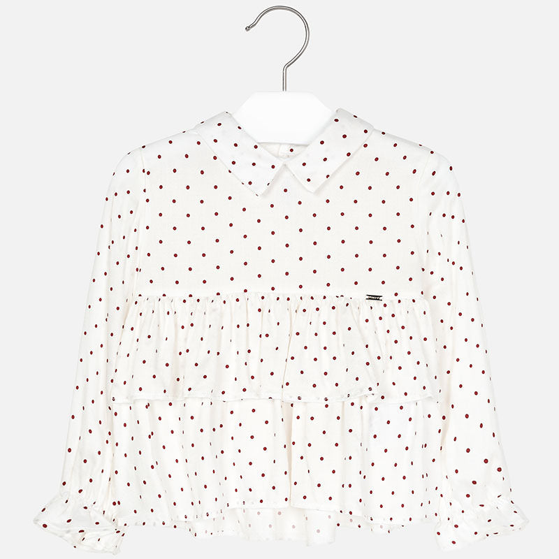 Red Polka Dot Long Sleeve Blouse 