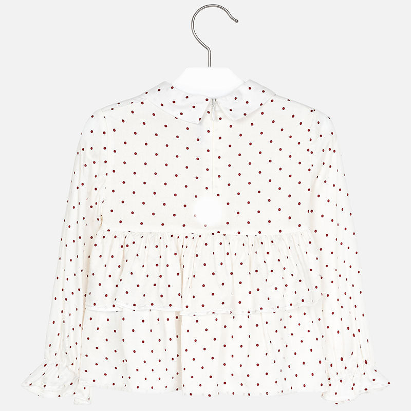 Red Polka Dot Long Sleeve Blouse 