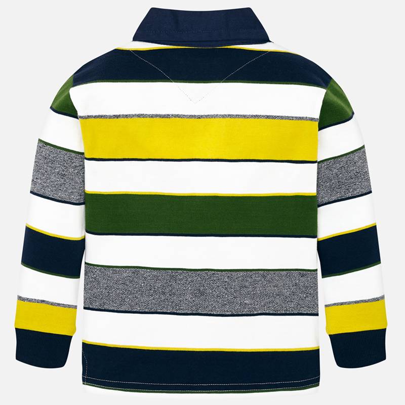 Green & Yellow Stripe Long Sleeve Polo 