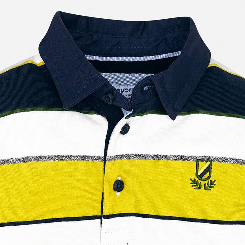 Green & Yellow Stripe Long Sleeve Polo 