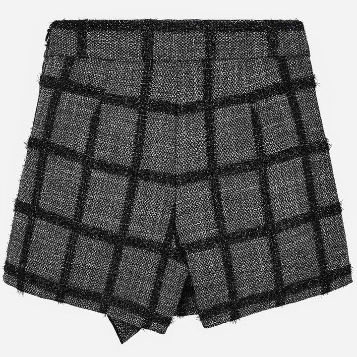 Grey & Black Plaid Skort 