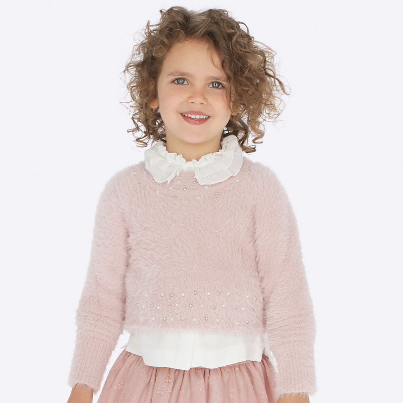 Pink Fluffy Pearl Sweater 