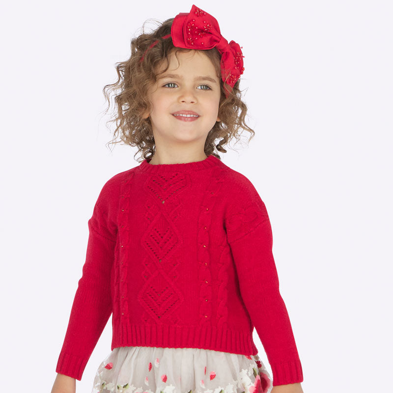 Red Rhinestone Knitted Sweater 