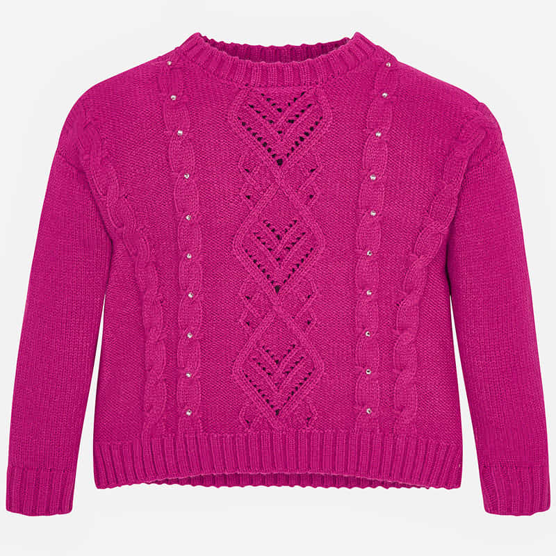 Pink Rhinestone Knitted Sweater