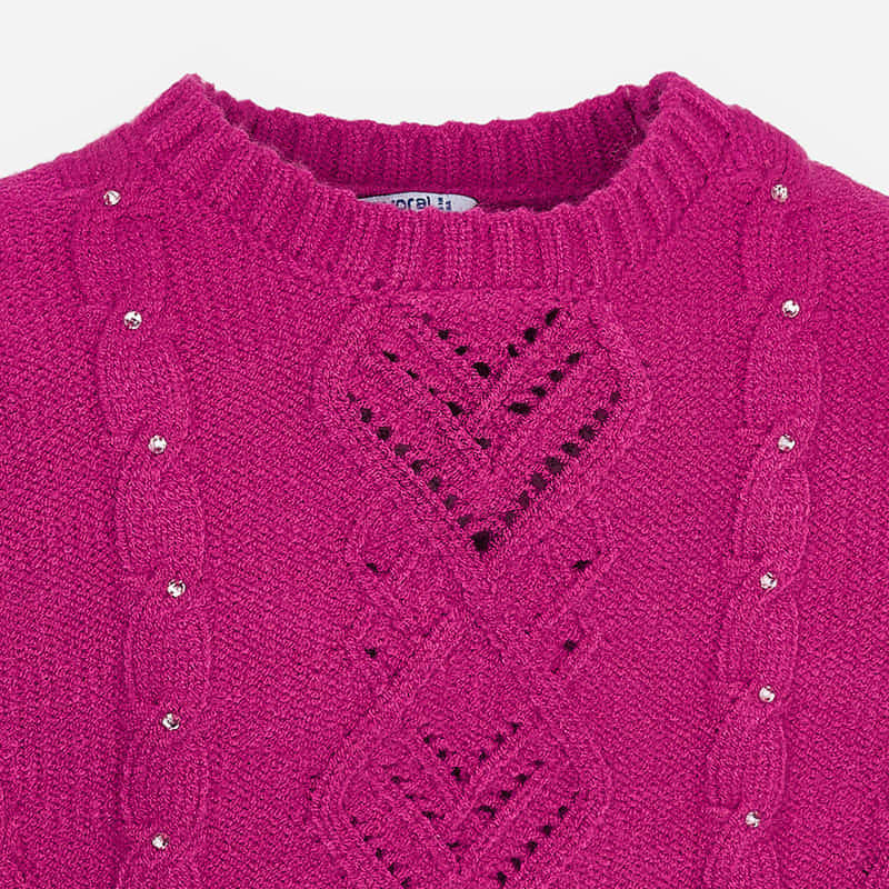 Pink Rhinestone Knitted Sweater