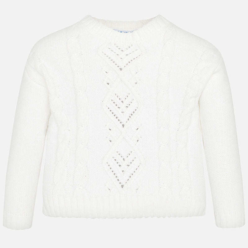 White Knitted Rhinestone Sweater