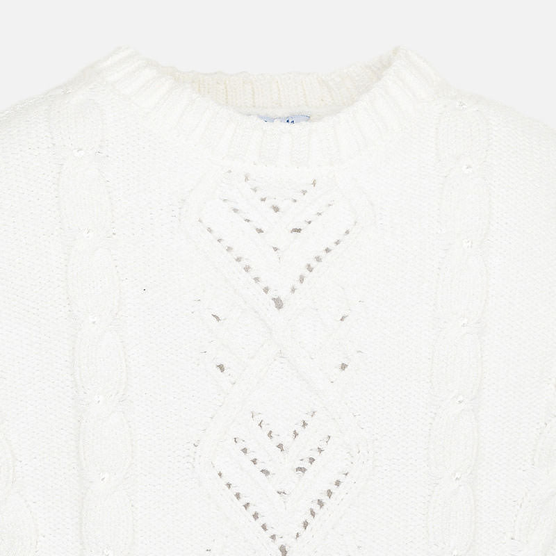 White Knitted Rhinestone Sweater