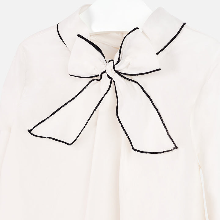 Ivory Poplin Bow Blouse 