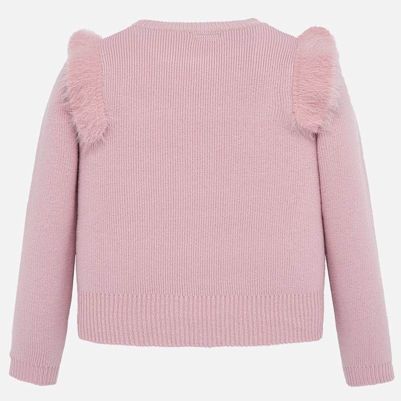Pink Sweater with Fur Ruffles