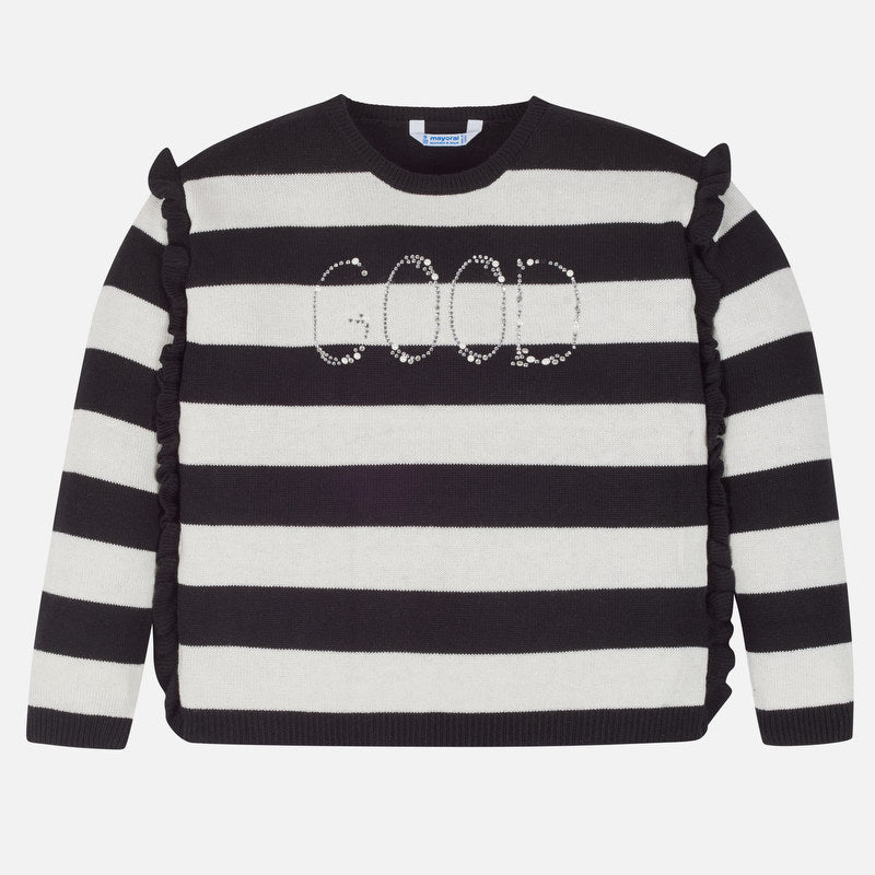 "Good" Black & White Striped Sweater