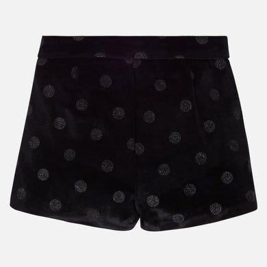 Black Velvet Skort with Polka-Dots