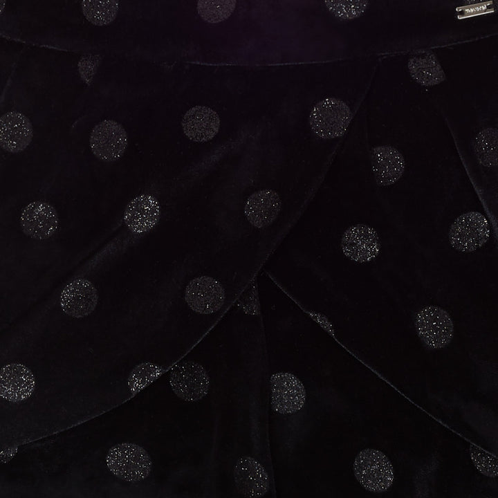 Black Velvet Skort with Polka-Dots