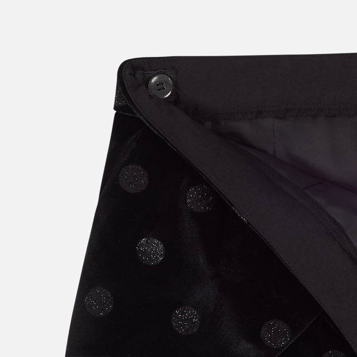 Black Velvet Skort with Polka-Dots