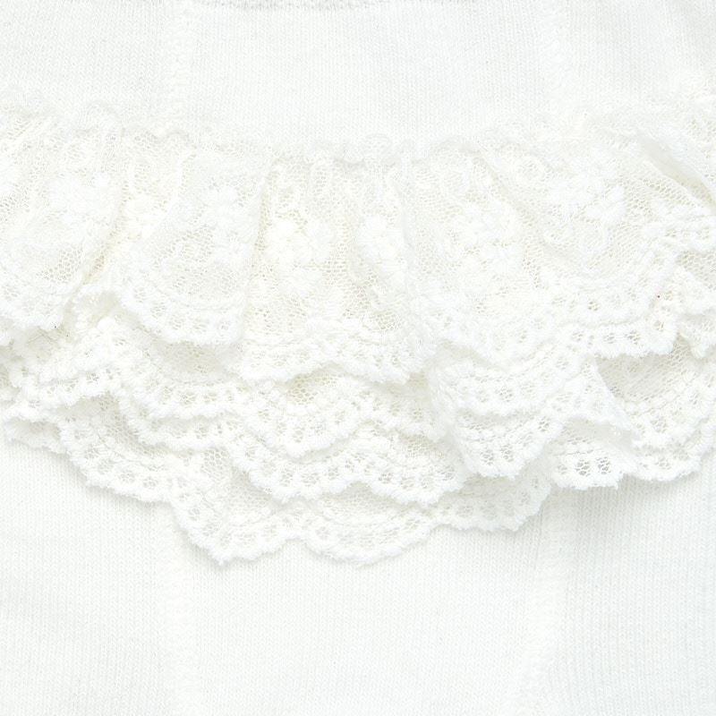 Ivory Lace Ruffle Footed Tights 