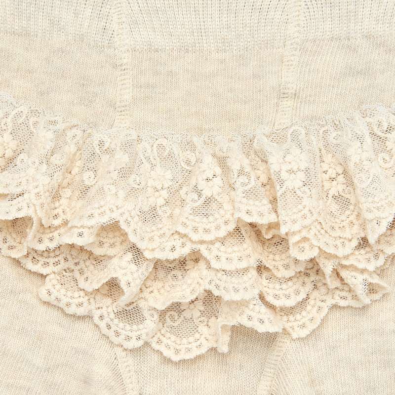 Tights with Lace Ruffles - Sand