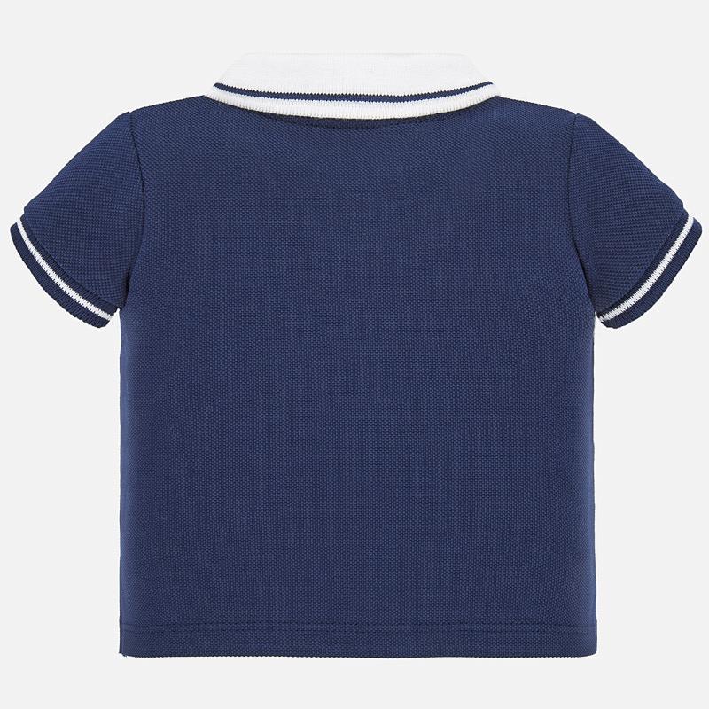 Navy Short Sleeved Polo with White Collar