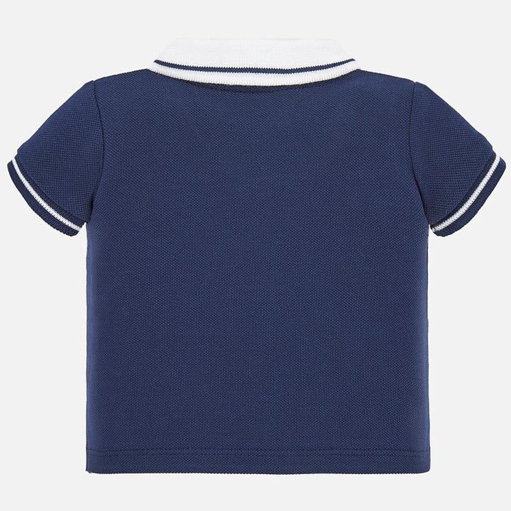 Navy Short Sleeved Polo with White Collar