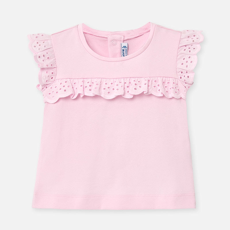 Pink Ruffle Short Sleeve Shirt