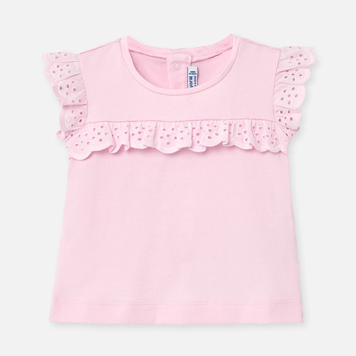 Pink Ruffle Short Sleeve Shirt