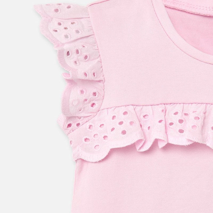Pink Ruffle Short Sleeve Shirt