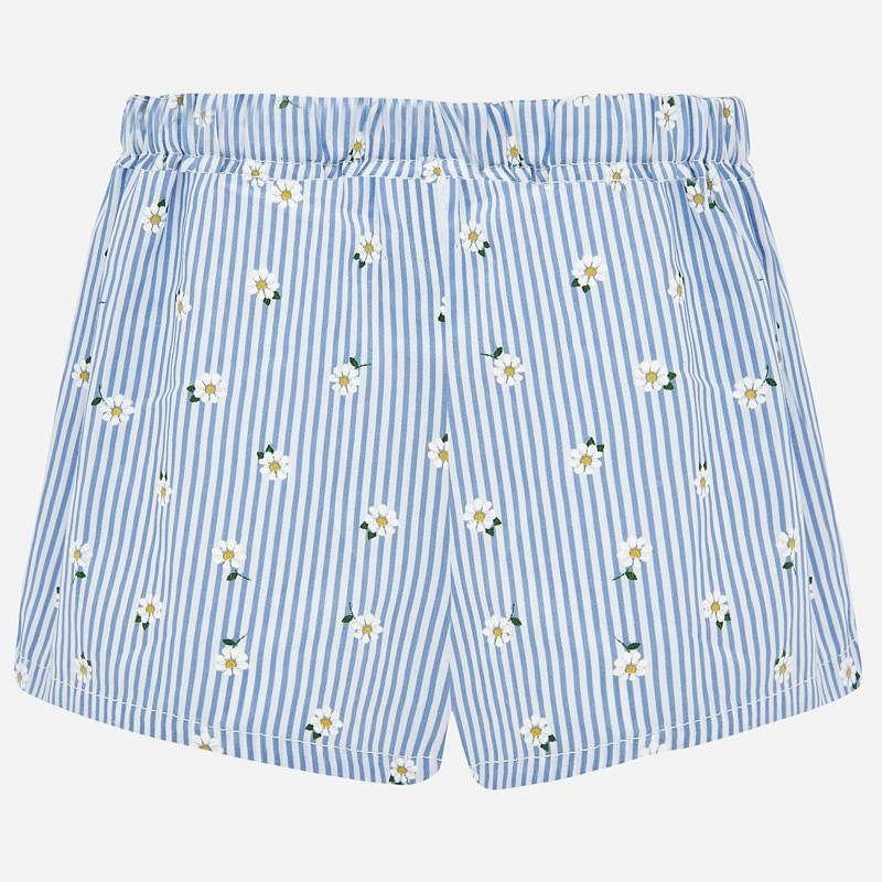 Blue & White Striped Floral Shorts