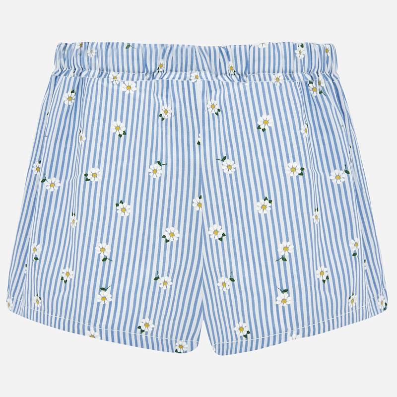 Blue & White Striped Floral Shorts