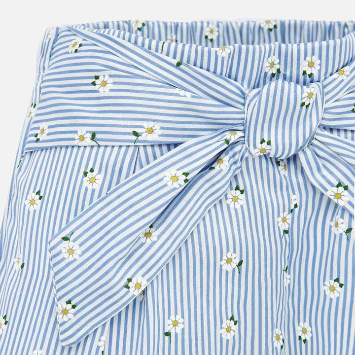 Blue & White Striped Floral Shorts