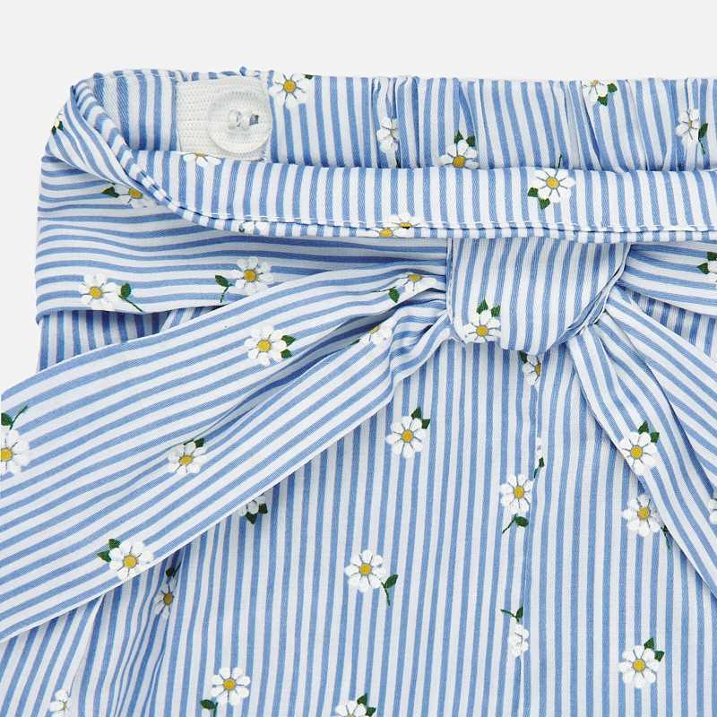 Blue & White Striped Floral Shorts