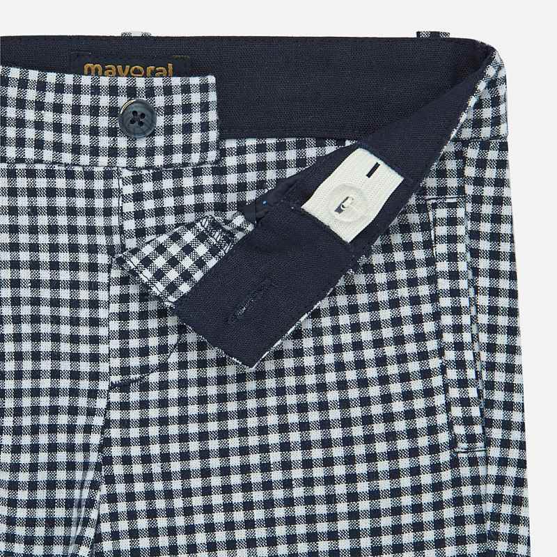 Navy Blue & White Checkered Shorts