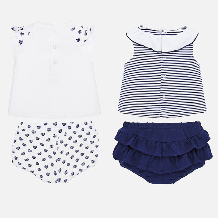 Navy Blue & White 4 pc. Top & Bottom Sets