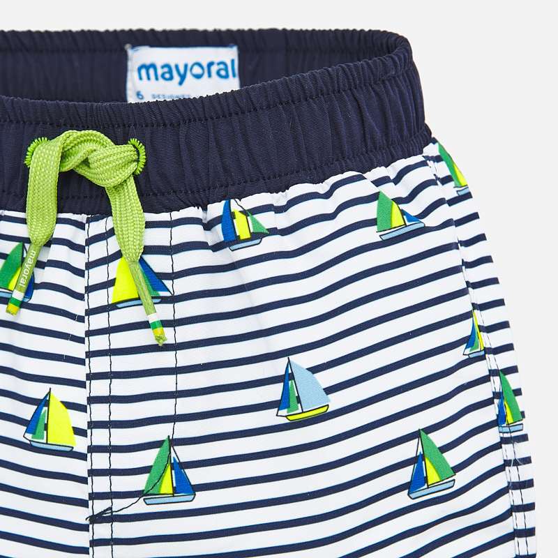 Navy & White Swim Shorts & Hat