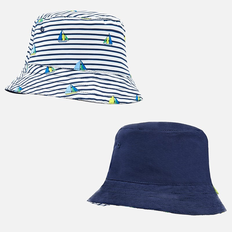 Navy & White Swim Shorts & Hat