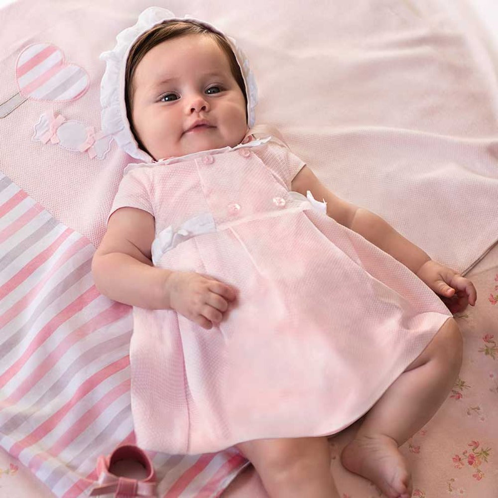 Pink Dress with Bloomers & Bonnet