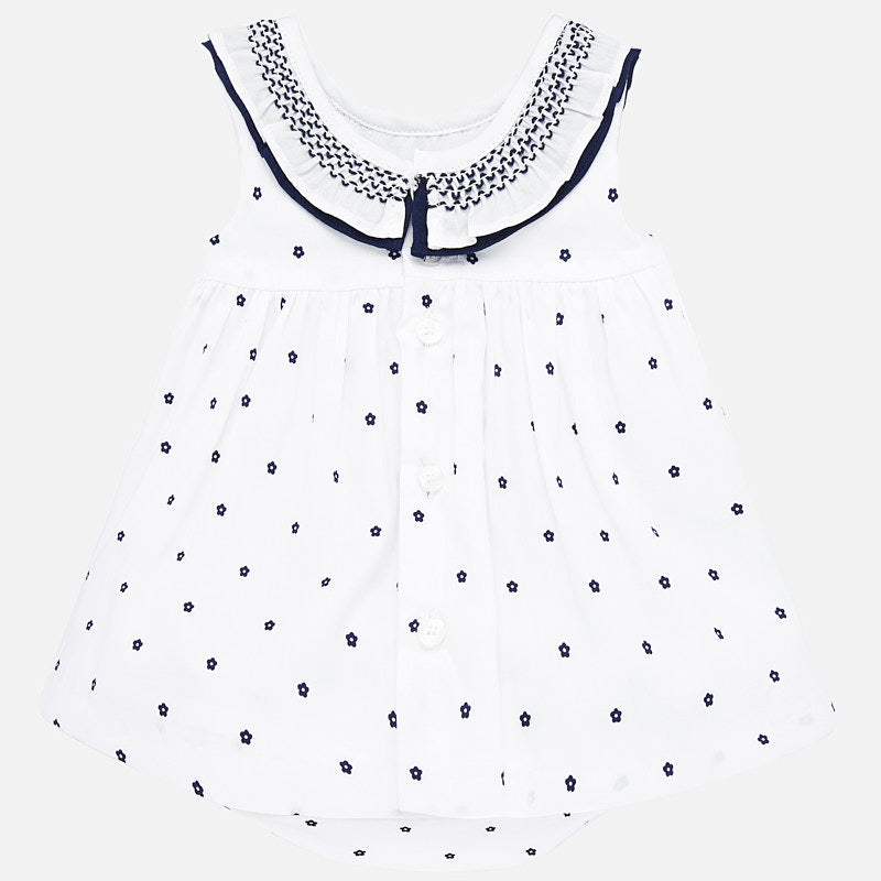 White & Navy Dress with Bloomers