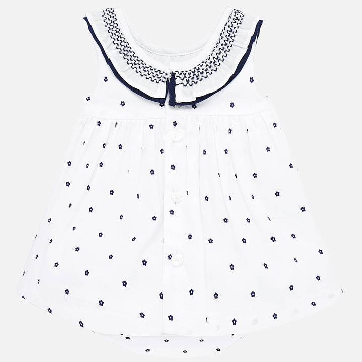 White & Navy Dress with Bloomers