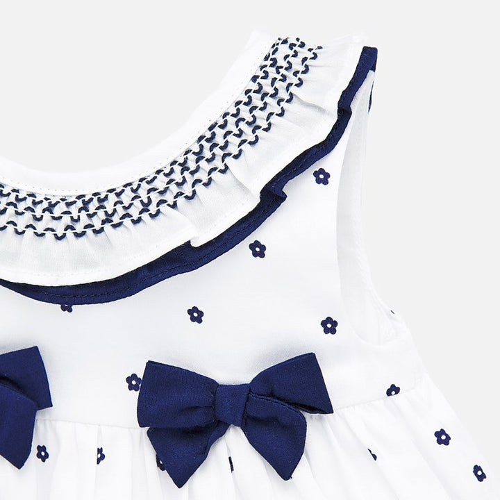 White & Navy Dress with Bloomers