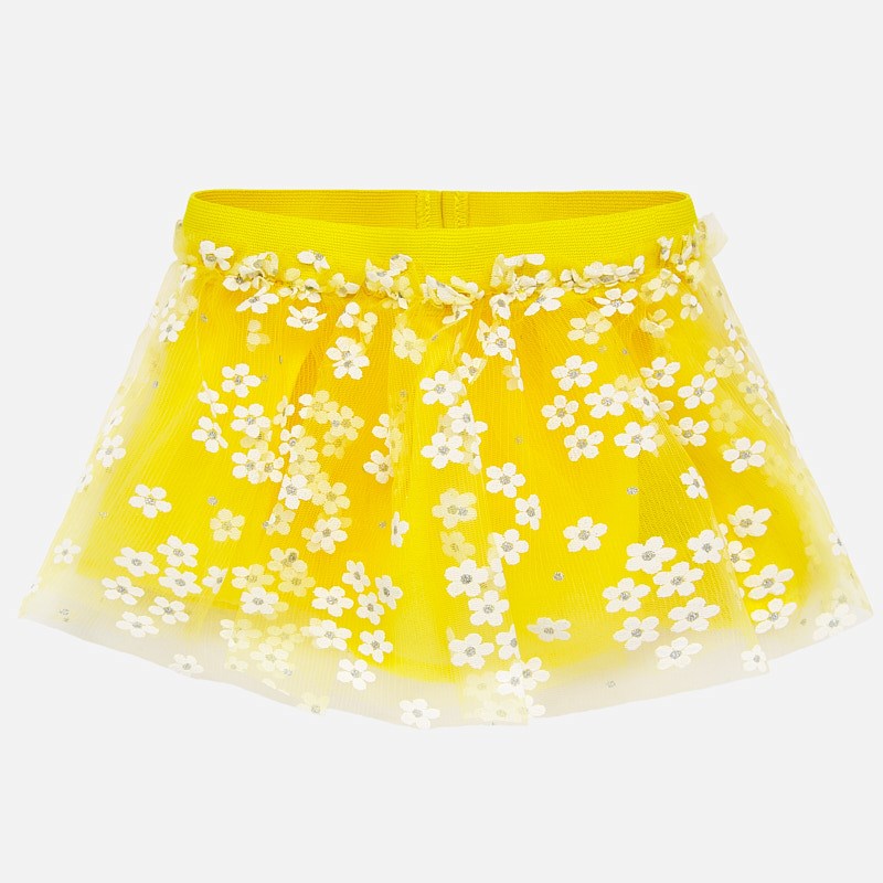 Yellow Tulle Floral Skirt