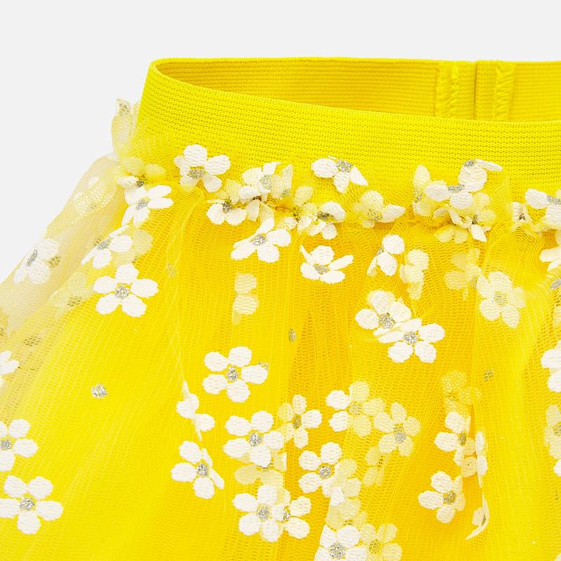 Yellow Tulle Floral Skirt
