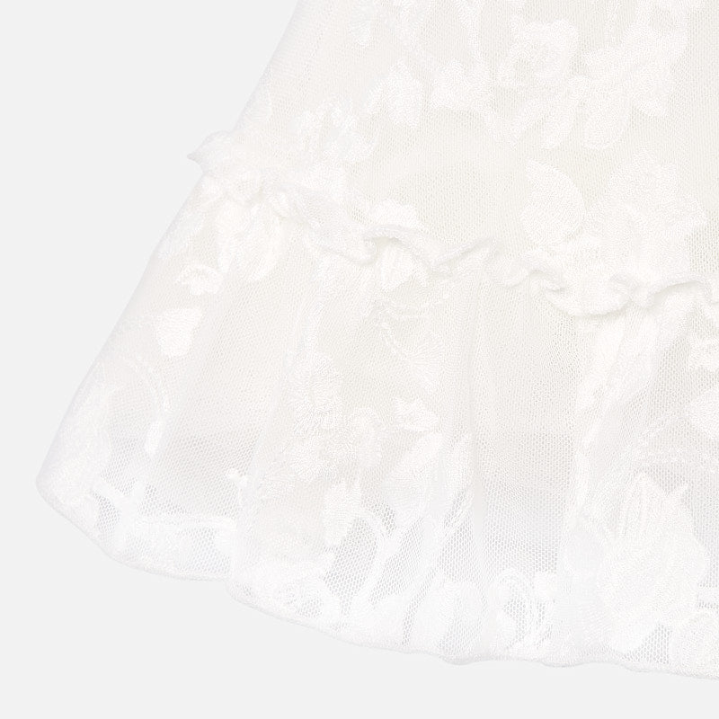 White Floral Embroidered Tulle Dress