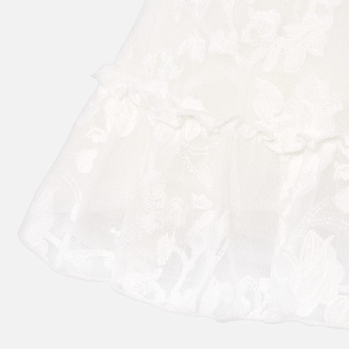 White Floral Embroidered Tulle Dress