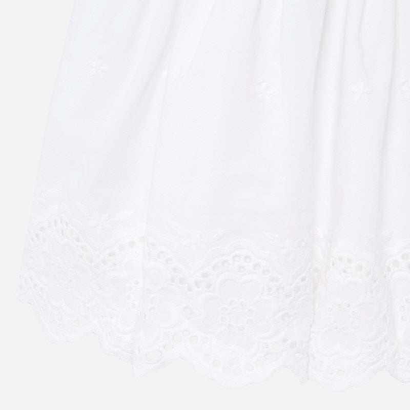White Broderie Anglais Hem Smock Dress