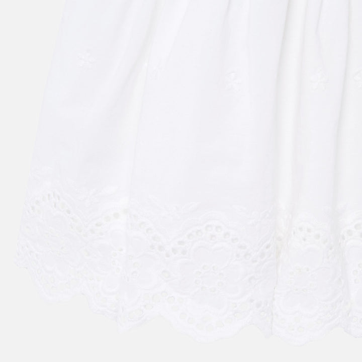 White Broderie Anglais Hem Smock Dress