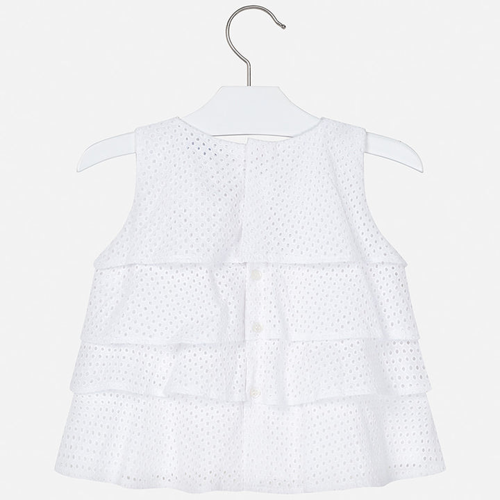 White Flutter Blouse
