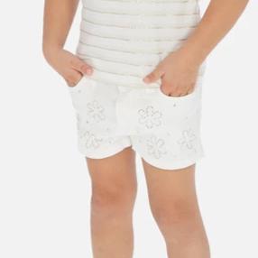 White Floral Shorts