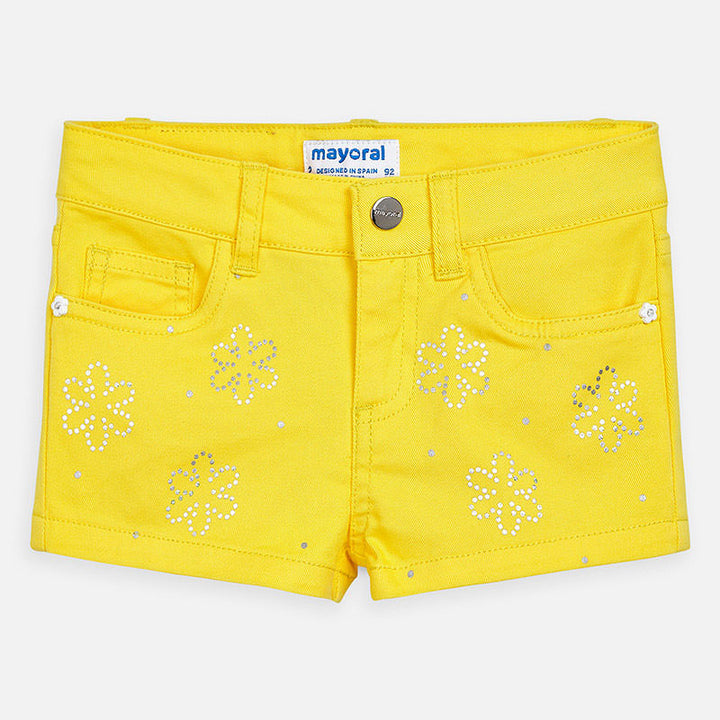 Yellow Shorts with Floral Design