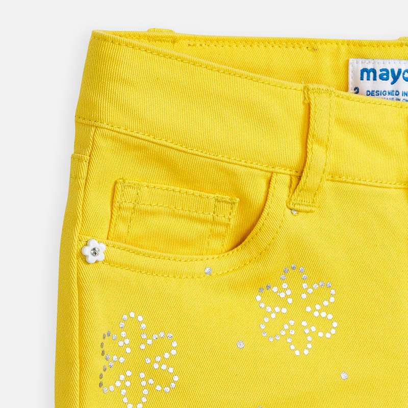 Yellow Shorts with Floral Design