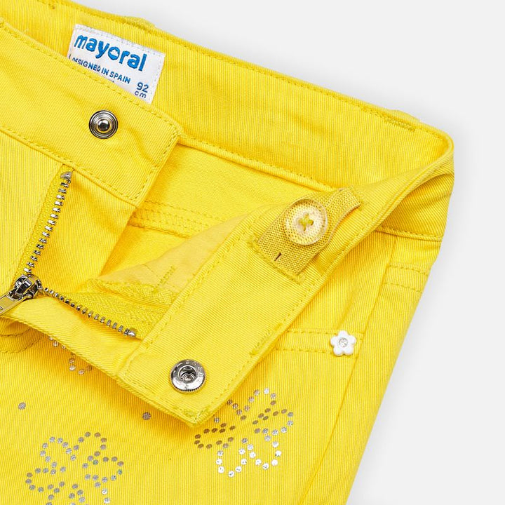 Yellow Shorts with Floral Design